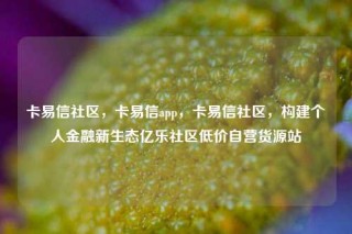 卡易信社区，卡易信app，卡易信社区，构建个人金融新生态亿乐社区低价自营货源站