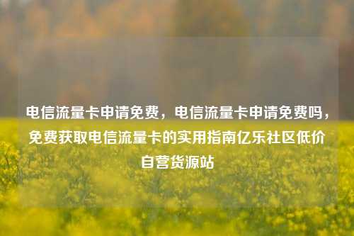 电信流量卡申请免费	，电信流量卡申请免费吗，免费获取电信流量卡的实用指南亿乐社区低价自营货源站  第1张