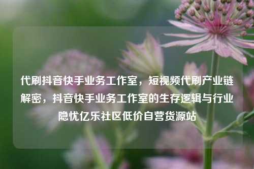 代刷抖音快手业务工作室，短视频代刷产业链解密，抖音快手业务工作室的生存逻辑与行业隐忧亿乐社区低价自营货源站  第1张